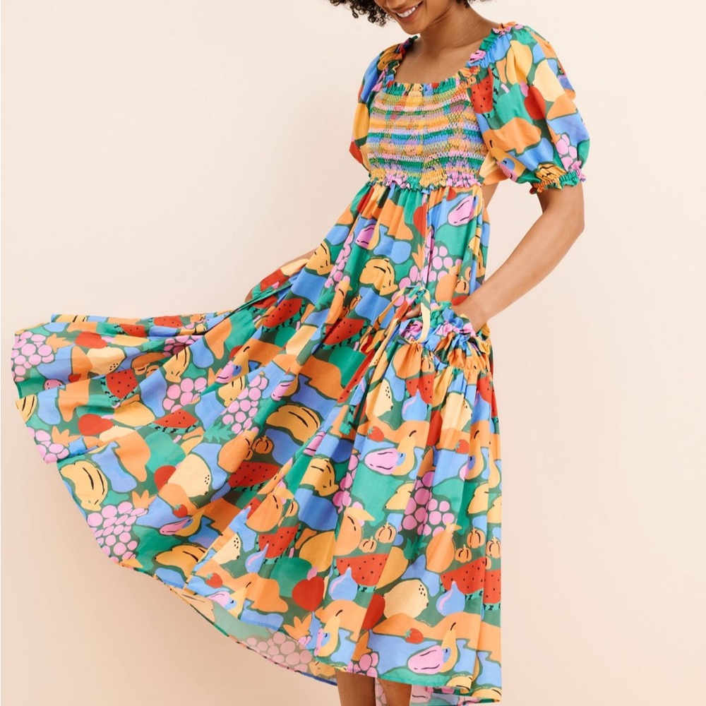 NWT FARM Rio Fruit Landscape Dress